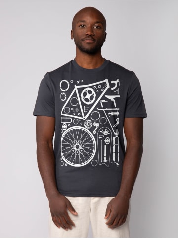 wat? Apparel T-Shirt Fahrradteile in India Ink Grey