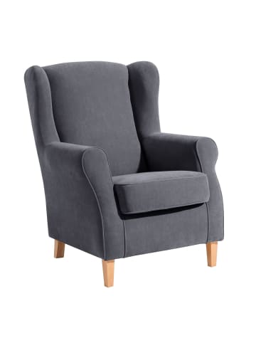 58 aufm Kessel OHRENSESSEL Karlen Bezug Veloursstoff Buche natur / anthrazit