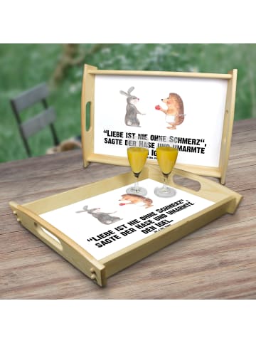 Mr. & Mrs. Panda Holz Serviertablett Hase Igel mit Spruch in Weiß
