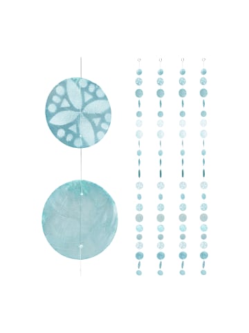 relaxdays 4x Capiz-Girlande in Türkisblau - (H)180 cm