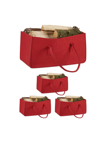 relaxdays 4x Kaminholztasche in Rot