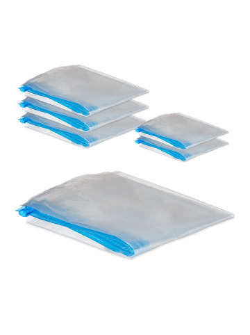 relaxdays 60 x Vakuumbeutel Set in Transparent/ Blau