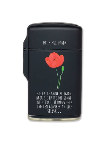 Mr. & Mrs. Panda Feuerzeug Blume Mohnblume mit Spruch in Schwarz