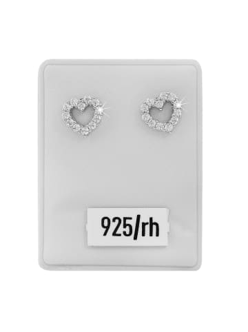 Adeliás Kinder Ohrstecker Herz aus 925 Silber mit Zirkonia in silber