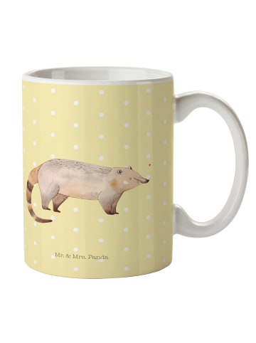 Mr. & Mrs. Panda Tasse Nasenbär ohne Spruch in Gelb Pastell