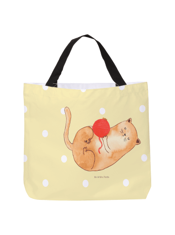 Mr. & Mrs. Panda Shopper Tasche Katze Wolle ohne Spruch in Gelb Pastell