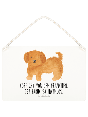 Mr. & Mrs. Panda Schild mit Spruch Hund Flauschig mit Spruch in Weiß