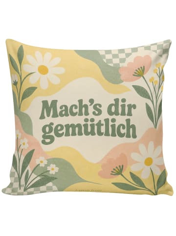 Mr. & Mrs. Panda Kissen 40x40 Wildblumen Pastellfarben Design mi... in Weiß