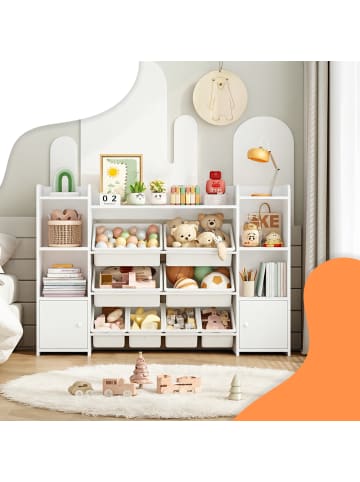 relaxdays Kinderregal in Weiß - (B) 139 x (H) 94 x (T) 30 cm