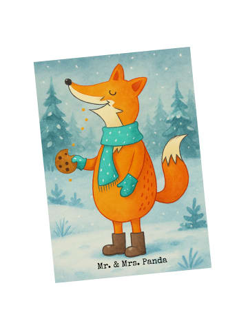 Mr. & Mrs. Panda Postkarte Fuchs Keksdose Design ohne Spruch in Weiß