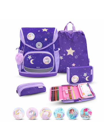 Belmil Rucksack Compact Plus Premium Schulranzen Set 5-t. Dahlia Federtasche 7 Jahre