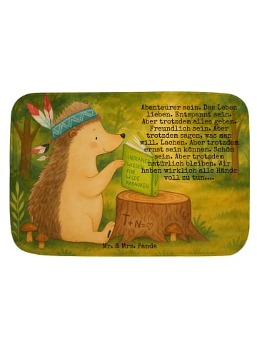 Mr. & Mrs. Panda Badematte Igel Federschmuck Design mit Spruch in Weiß