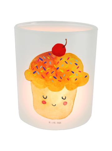 Mr. & Mrs. Panda Windlicht aus Glas Cupcake ohne Spruch in Transparent