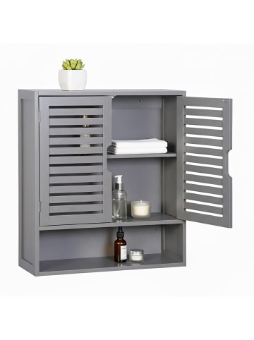 relaxdays Hängeschrank in Grau - (B)59 x (H)66 x (T)21 cm