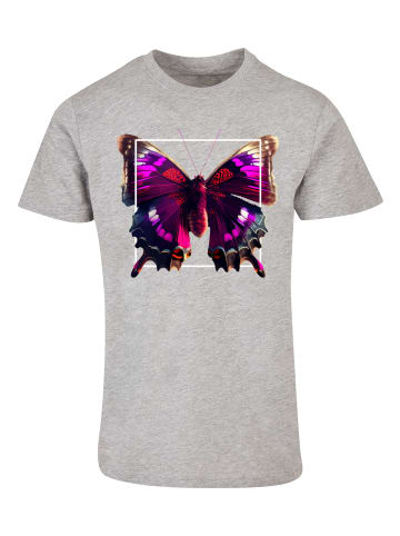 F4NT4STIC T-Shirt Pink Schmetterling TEE UNISEX in grau meliert
