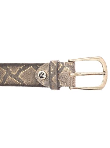 b.belt Sabia Gürtel Leder in dunkel grau/gold metallic