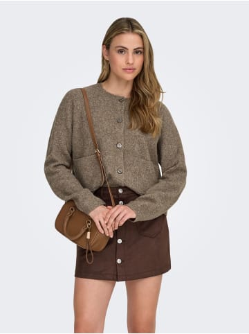 ONLY Klassischer, minimalistischer Strickcardigan mit Taschen in Taupe