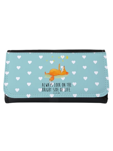 Mr. & Mrs. Panda Damen Brieftasche Fuchs Sterne mit Spruch in Türkis Pastell