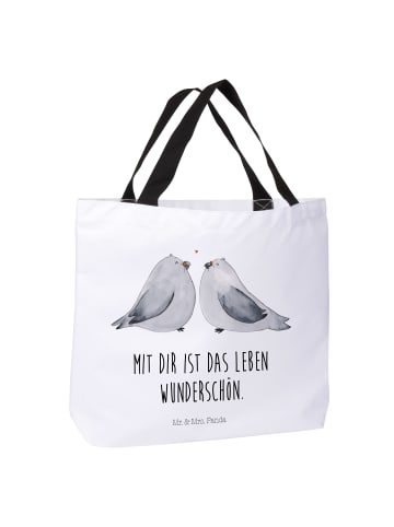 Mr. & Mrs. Panda Tasche Turteltauben Liebe mit Spruch in Weiß