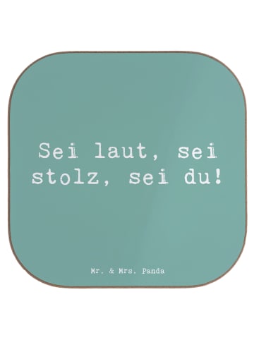 Mr. & Mrs. Panda Tisch-Untersetzer Spruch Sei du Mutig mit Spruch in Meeresbrise
