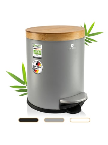 Exitoso EXITOSO Tretmülleimer mit Softclose-Deckel aus Bambus, 5 l - ideal für Bad & C
