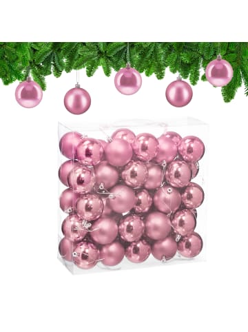 relaxdays 50-tlg. Weihnachtskugeln Set in Rosa
