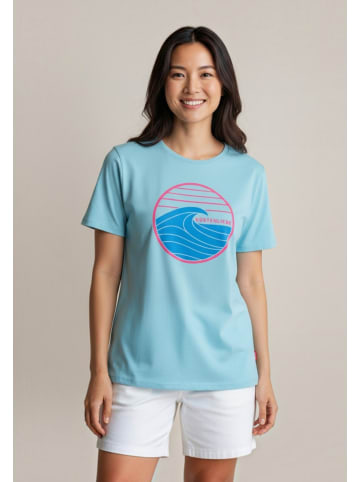 Salzhaut Shirt STEENTJE - KÜSTENLIEBE WELLE Aqua-Neon Pink