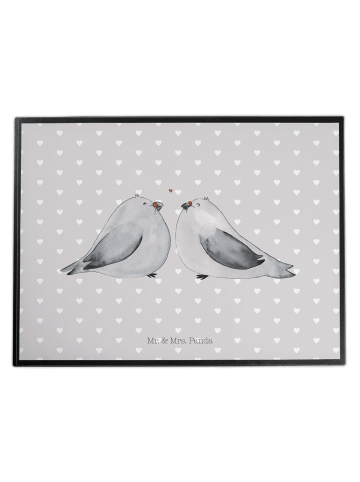 Mr. & Mrs. Panda Schreibtischunterlage Turteltauben Liebe ohne S... in Grau Pastell