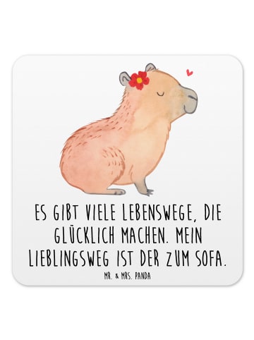 Mr. & Mrs. Panda Untersetzer Set Capybara Blume mit Spruch in Weiß
