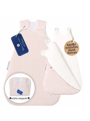 nordic coast company Babyschlafsack Ganzjahresschlafsack Premium Musselin Puder