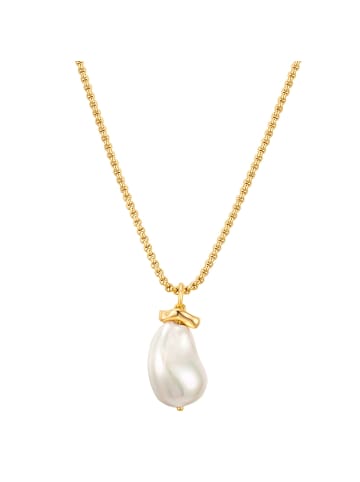 Yokoamii Halskette Metall Muschelkernperle in gelbgold