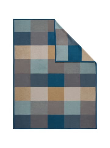 Erwin Müller Jacquard, Baumwollmischung Wohndecke Bari in türkis