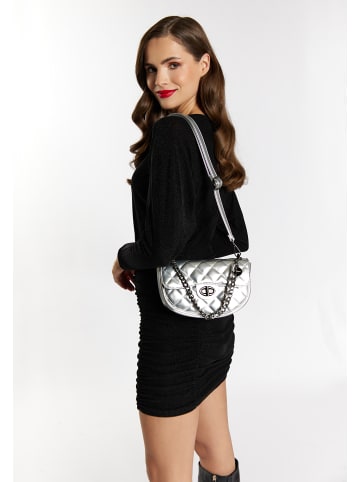 faina Damen Schultertasche Im Metallic-Look in Silber