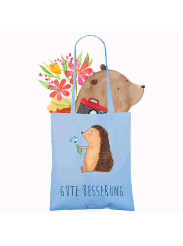 Mr. & Mrs. Panda Tasche Igel Blumen mit Spruch in Sky Blue
