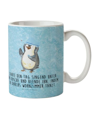 Mr. & Mrs. Panda Plastikbecher Pinguin Duschen mit Spruch in Eisblau