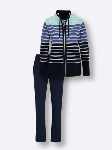 hajo Hausanzug in marine-jeansblau-geringelt