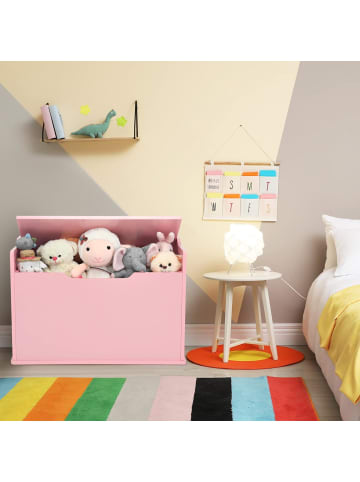 COSTWAY Spielzeugkiste mit Deckel 74 x 39 x 52 cm in Rosa
