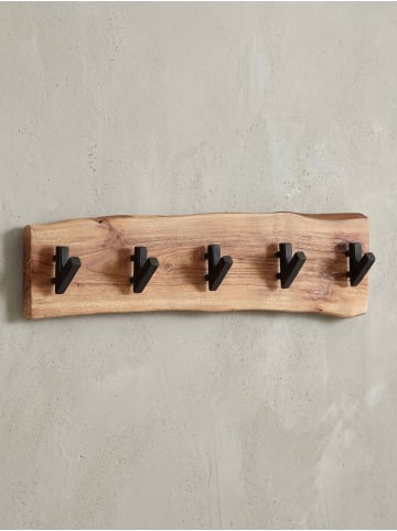 KADIMA DESIGN Design Wandgarderobe Akazie Massivholz / Metall 60 x 17 x 9 cm