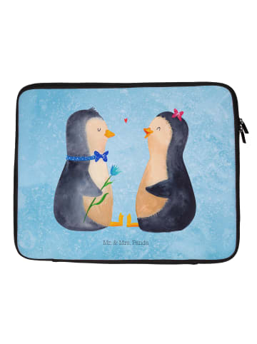 Mr. & Mrs. Panda Notebook Tasche Pinguin Pärchen ohne Spruch in Eisblau