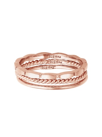 Elli Ring 925 Sterling Silber Geo, Ring Set, Twisted in Rosegold