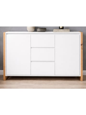 Furn.Design Sideboard weiß, Eiche Artisan 120 x 88 cm, Kommode mit viel Stauraum