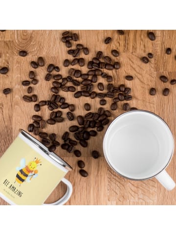 Mr. & Mrs. Panda Teetasse Biene König mit Spruch in Gelb Pastell