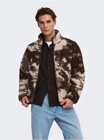 ONLY & SONS Fleecejacke in Coffee Bean