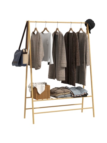 HOMCOM Garderobenständer-116L x 43,5B x 160H cm-Naturholz