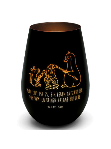 Mr. & Mrs. Panda Ambiente Licht Pinguin Lagerfeuer mit Spruch in Schwarz