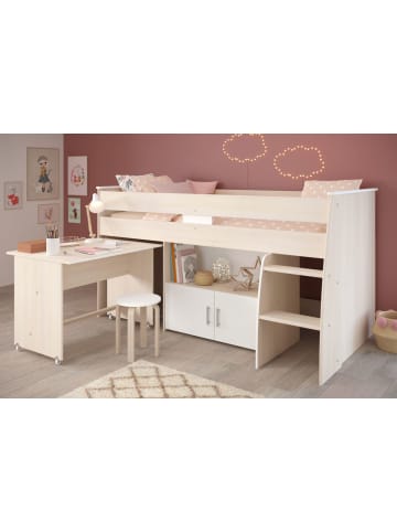 Parisot Hochbett Jugendzimmer mit Schreibtisch ausziehbar Bett 90 x 200