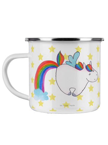 Mr. & Mrs. Panda Camping Emaille Tasse Einhorn Pegasus ohne Spruch in Weiß