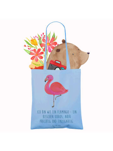 Mr. & Mrs. Panda Beutel Flamingo Classic mit Spruch in Sky Blue