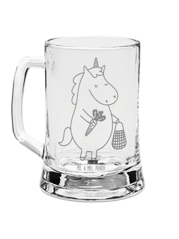 Mr. & Mrs. Panda Gravur Bierkrug Einhorn Gemüse ohne Spruch in Transparent