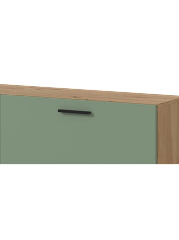 Inn.Furn TV-Lowboard in grün und Artisan Eiche, TV Unterteil 176 cm hängend oder stehend